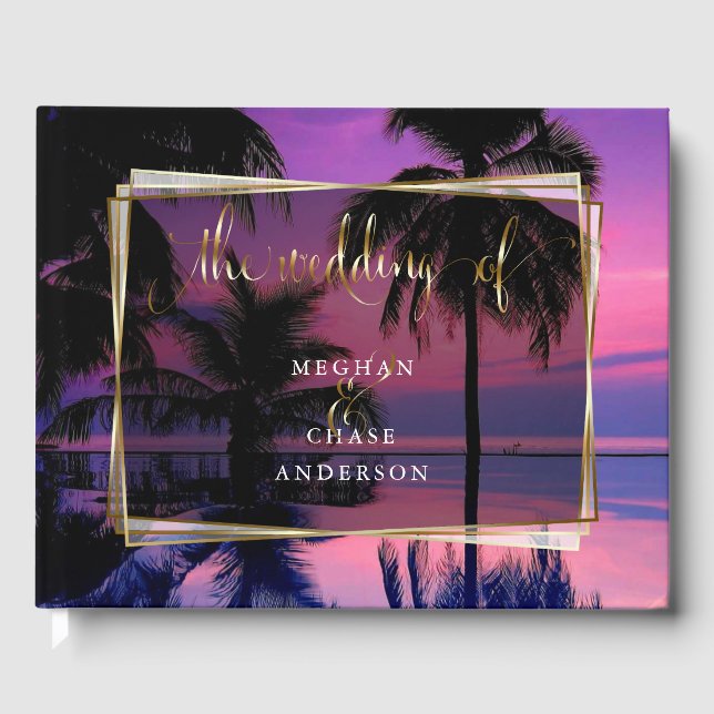 Bröllop Guest Bok | Exotic Tropical Night Beach (Framsida)