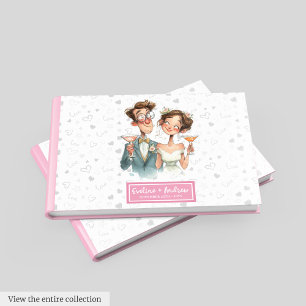 Bröllop Guest Bok Funny Watercolor Quirky Couple