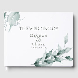Bröllop Guest Bok | Grått Jade-Grönt Botaniskt
