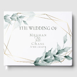 Bröllop Guest Bok | Grått Jade-Grönt Botaniskt