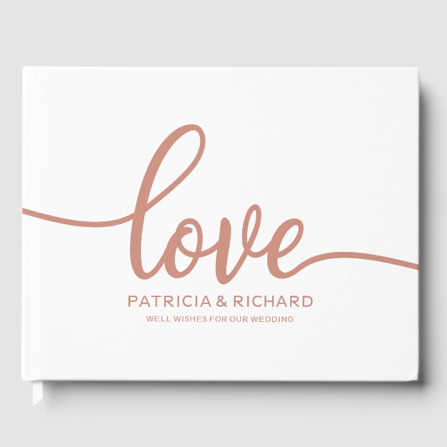 Bröllop Guest Bok Guld Ro Chic Script (Framsida)