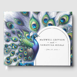 Bröllop Guest Bok Majestic Peacock