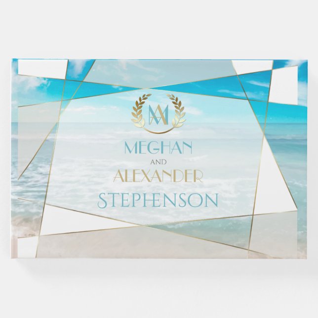 Bröllop Guest Bok | Modern monogramgeometri (Framsida)