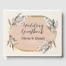 Bröllop Guest Bok Neutralts Cotton Peach Löv