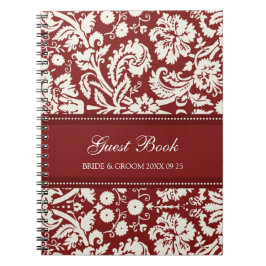 Bröllop Guest Bok Red Damask-dator Anteckningsbok Med Spiral