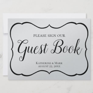 Bröllop Guest Bok Sign Silver Black