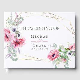 Bröllop Guest Bok | Vattenfärgspatienter för Rosa