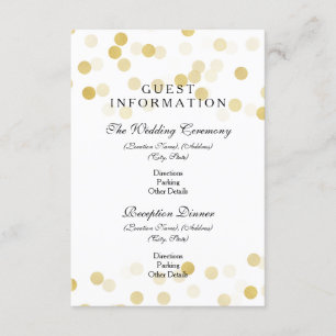 Bröllop Guest Information Gold Foil Glitter Ljus Tilläggskort