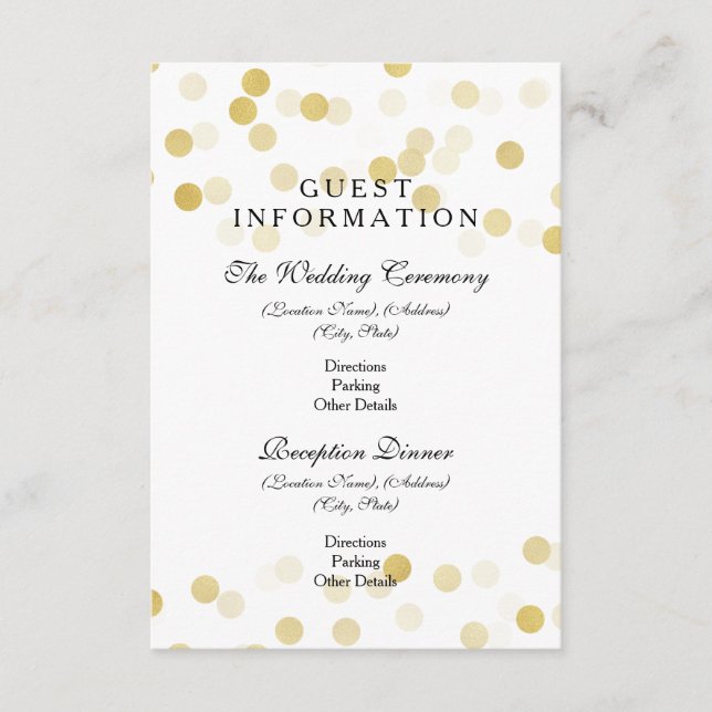 Bröllop Guest Information Gold Foil Glitter Ljus Tilläggskort (Framsida)