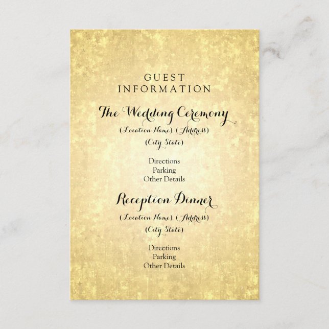Bröllop Guest Information Gold Foil Stars Confetti Tilläggskort (Framsida)
