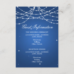Bröllop Guest Information Sparkling String Blue Tilläggskort