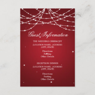 Bröllop Guest Information Sparkling String Red Tilläggskort