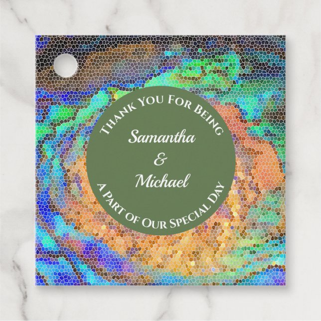 Bröllop Guest-tack Mosaic Neon-uppskattning Gåvor Etiketter (Framsida)