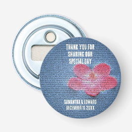 Bröllop Guest Tack Rosa Flower Blommigt Memento Flasköppnare