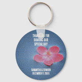 Bröllop Guest Tack Rosa Flower Keepsaké Nyckelring