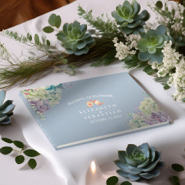 Bröllop Guestbook Chic Watercolor Succulants Plant Gästböcker