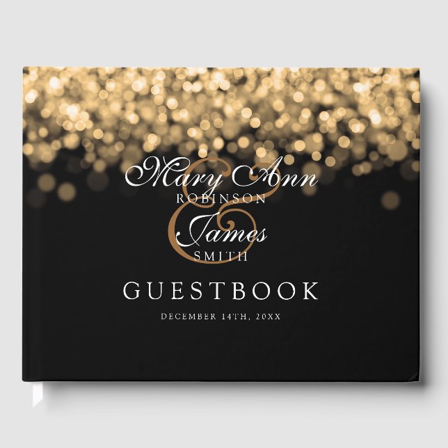 Bröllop Guestbook Elegant Guld Ljus Gästböcker (Framsida)