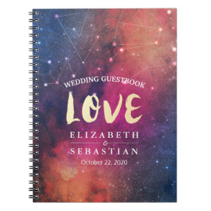 Bröllop Guestbook Galaxy Star Nebula Constellation Anteckningsbok