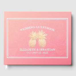Bröllop Guestbook Guld ananas par Rosa ros Gästböcker