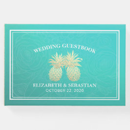 Bröllop Guestbook Guld ananas par Teal Ro Gästböcker