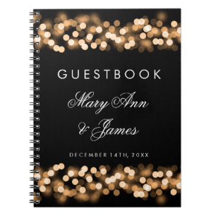 Bröllop Guestbook Guld Hollywood Glam Anteckningsbok Med Spiral