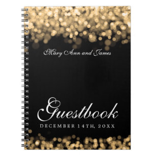 Bröllop Guestbook Guld Ljus Anteckningsbok Med Spiral