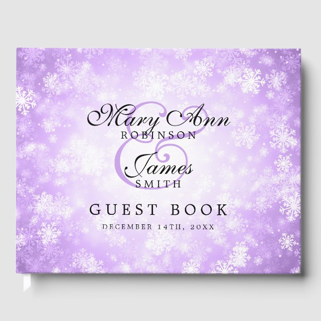 Bröllop Guestbook Lila Winter Wonderland Gästböcker (Framsida)
