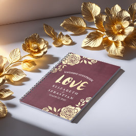 Bröllop Guestbook Modern Golden Ro Burgundy Red Anteckningsbok