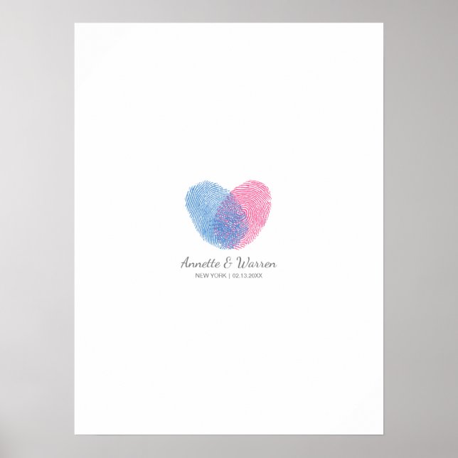 Bröllop Guestbook Namnteckning Board - Heart Thumb Poster (Framsidan)
