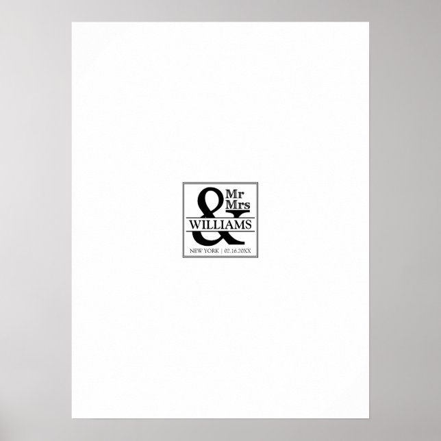 Bröllop Guestbook Namnteckning Board - Mr & Mrs. Poster (Framsidan)