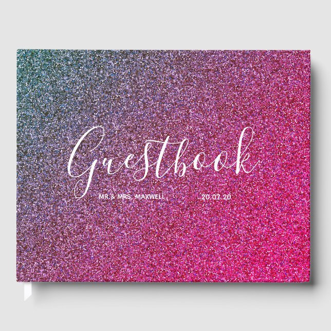 Bröllop Guestbook | ROSA GLITTER CHIC Gästböcker (Framsida)