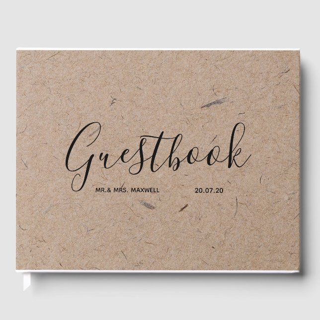 Bröllop Guestbook | Rustic Kraft Papper Chic Gästböcker (Framsida)