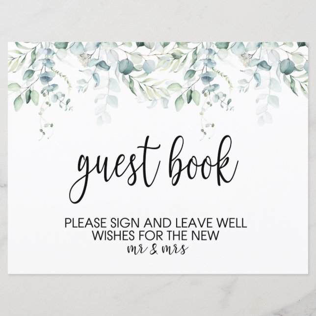 Bröllop Guestbook Sign - Eucalyptus Bröllop (Framsida)