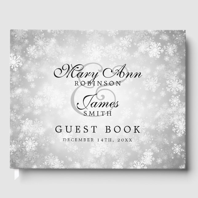 Bröllop Guestbook Silver Winter Wonderland Gästböcker (Framsida)