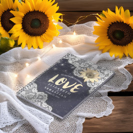 Bröllop Guestbook Snöre Sunblommor String Ljus Anteckningsbok