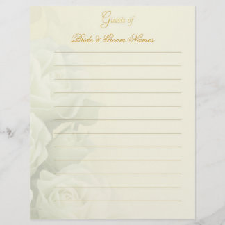 Bröllop Guestbook Stationery - Vit ros