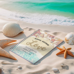 Bröllop Guestbook Summer Beach Starfish Snäckor Anteckningsbok