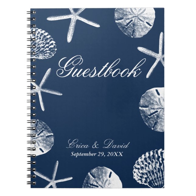 Bröllop Guestbook | Tonfiskfiske - tema Seashell Anteckningsbok (Framsidan)