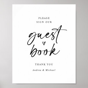 Bröllop Guestbook undertecknar modern, minimalisti Poster
