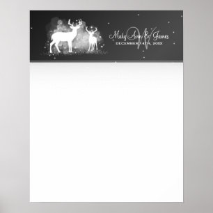 Bröllop Guestbook Winter Hjort Gnistra Black Poster