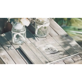 Bröllop Guestbook Wood Chic Mason Burk String Ligh Gästböcker