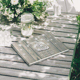 Bröllop Guestbook Wood Chic Mason Burk String Ligh Gästböcker