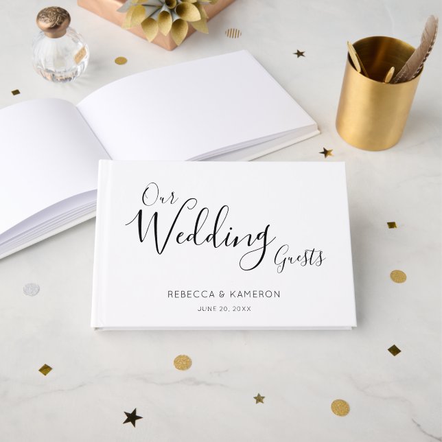 Bröllop Guests enkla Elegant Calligraphy Gästböcker (Framsida öppen)