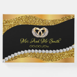 Bröllop Guld Diamond Guest Bok