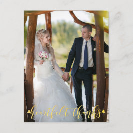 Bröllop Guld HEARTFELT TACK, foto fram/bak Vykort