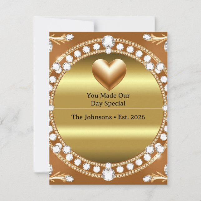💍 Bröllop Guld Hjärtat Monogram Stil 🌹 OSA Kort (Framsida)