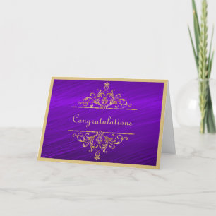 Bröllop Guld Lila Grattis Card Kort