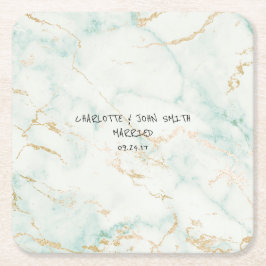 Bröllop Guld Marble Mint Grönt Underlägg