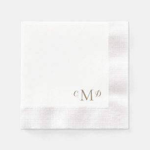 Bröllop Guld Monogram Vit kolsyrad Elegant Pappersservett