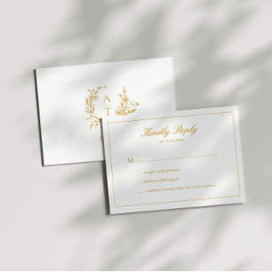 Bröllop Guld Script Mönogram RSVP-kort Inbjudningar